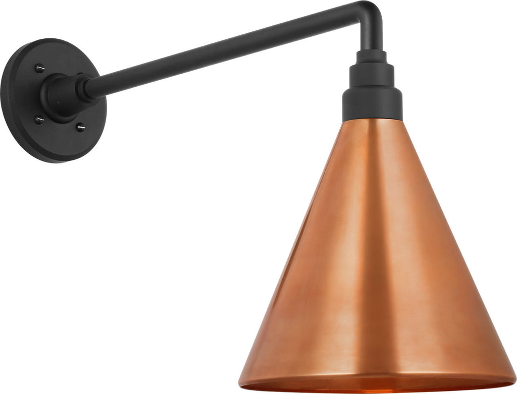 Academy 17.5" Mack Barn Light | Matte Black | 9 | 9" Soft Copper Conical Savannah Shade