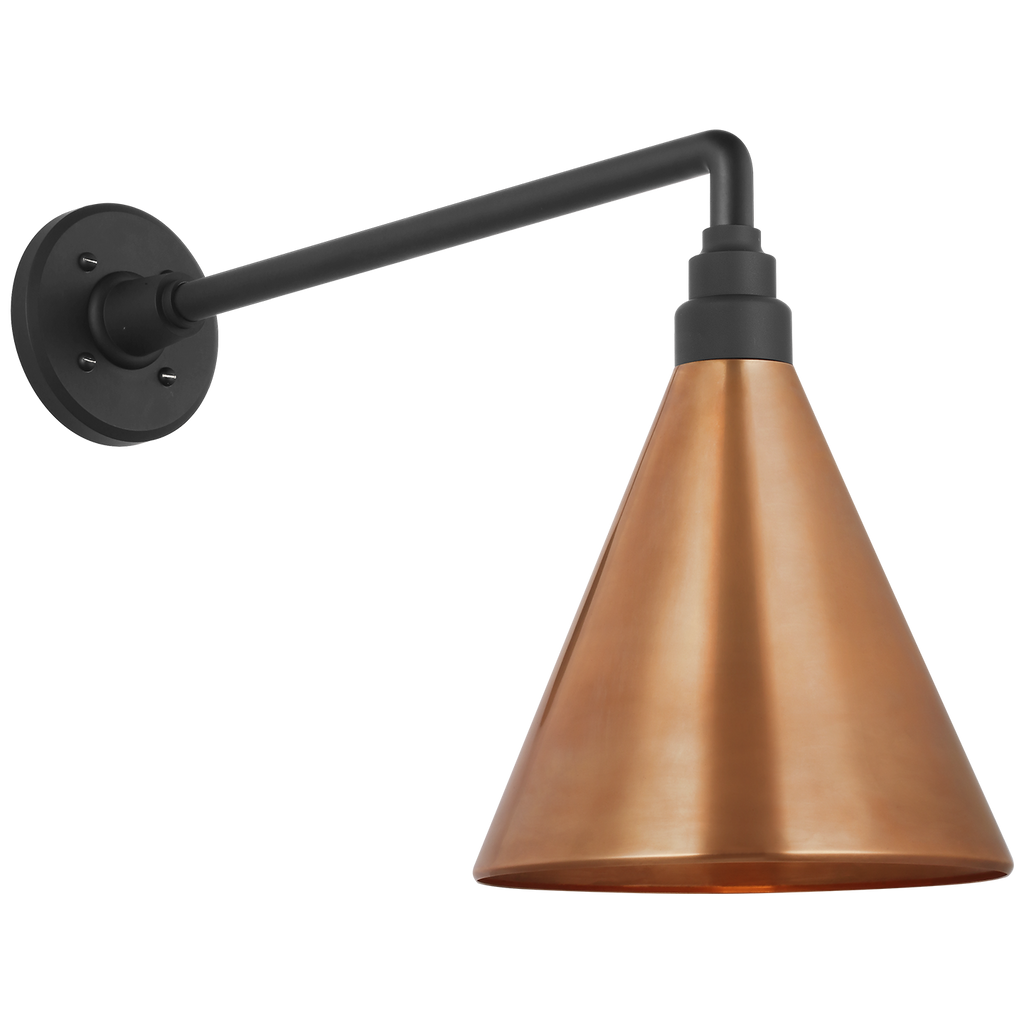 Academy 17.5" Mack Barn Light | Matte Black | 9 | 9" Soft Copper Conical Savannah Shade