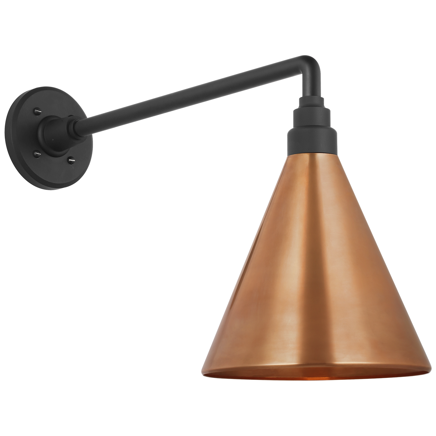 Academy 17.5" Mack Barn Light | Matte Black | 9 | 9" Soft Copper Conical Savannah Shade