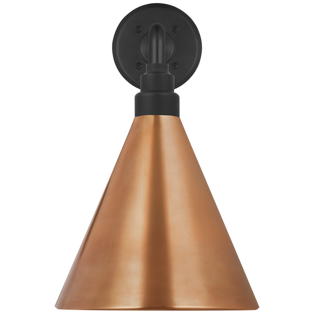 Academy 17.5" Mack Barn Light | Matte Black | 9 | 9" Soft Copper Conical Savannah Shade