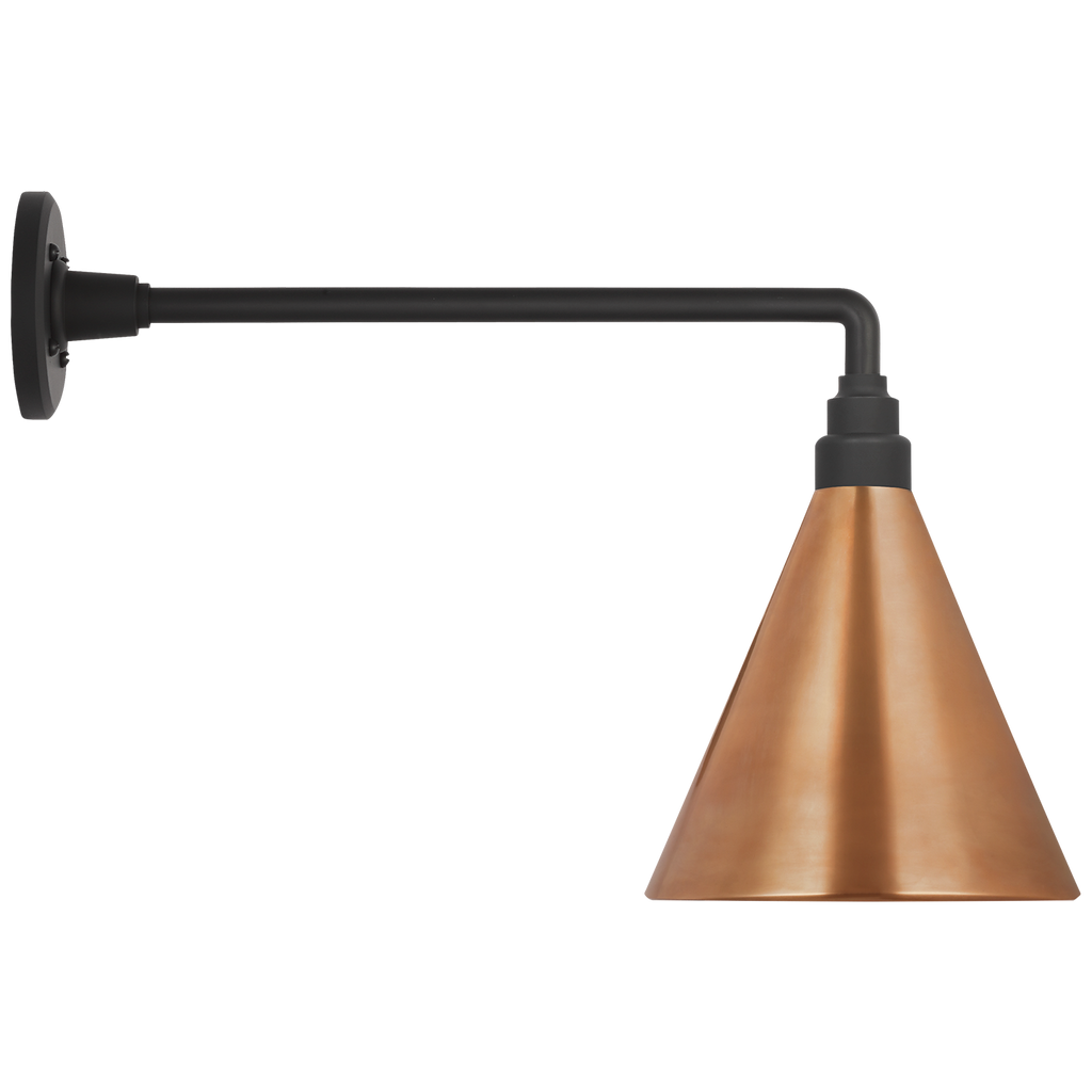 Academy 17.5" Mack Barn Light | Matte Black | 9 | 9" Soft Copper Conical Savannah Shade