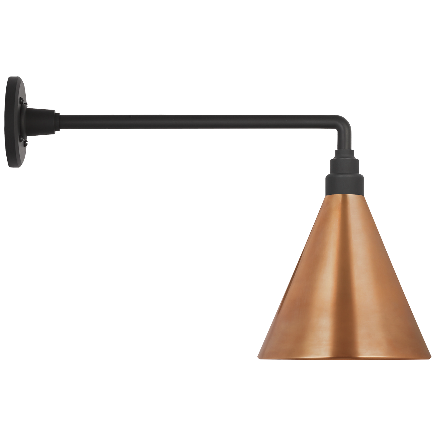 Academy 17.5" Mack Barn Light | Matte Black | 9 | 9" Soft Copper Conical Savannah Shade