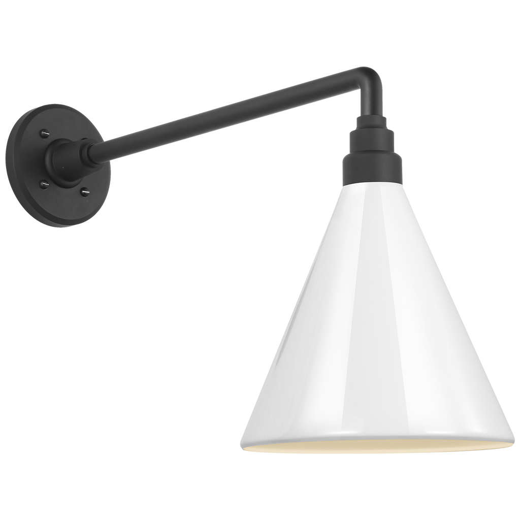 Academy 17.5" Mack Barn Light | Matte Black | 9 | 9" White Conical Savannah Shade