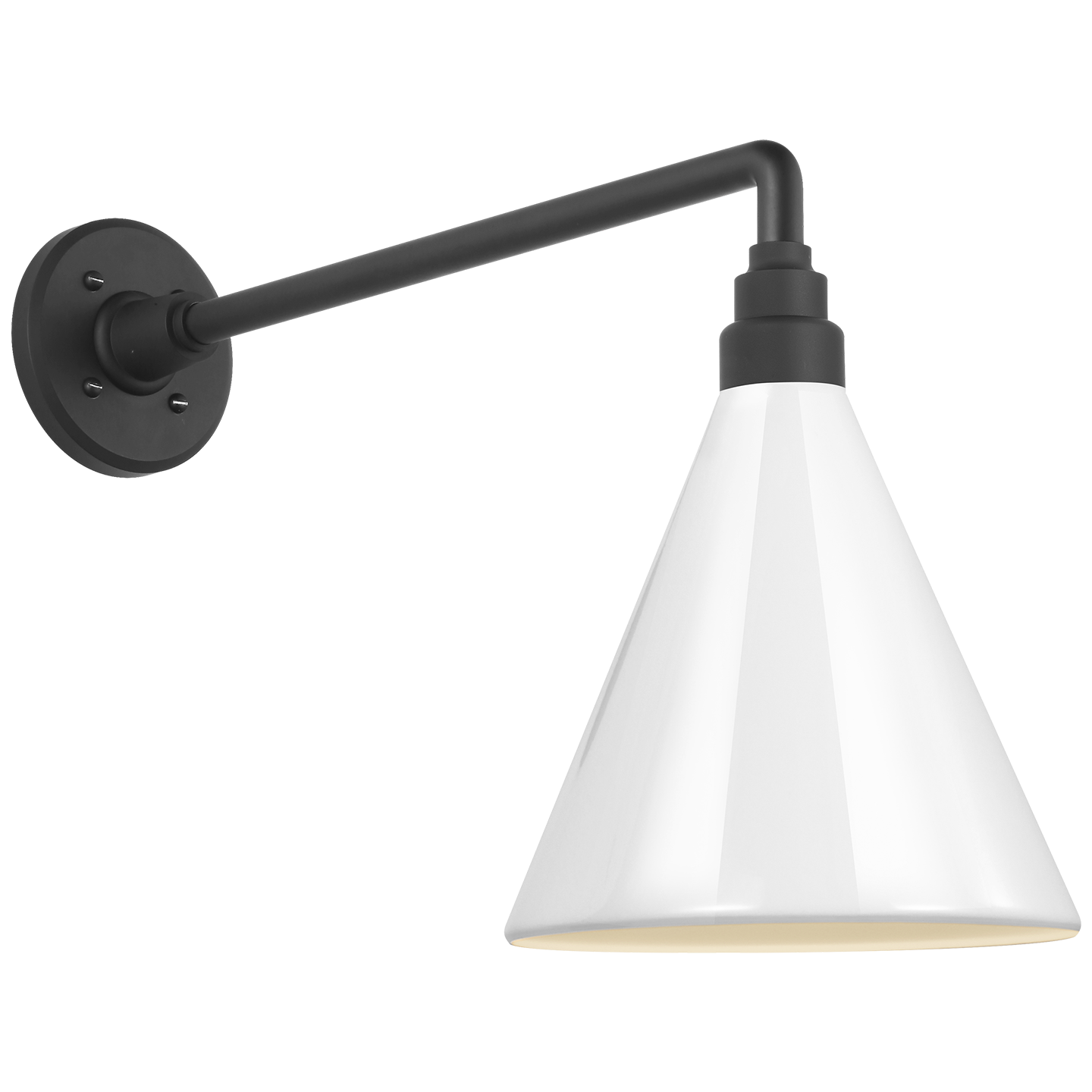 Academy 17.5" Mack Barn Light | Matte Black | 9 | 9" White Conical Savannah Shade