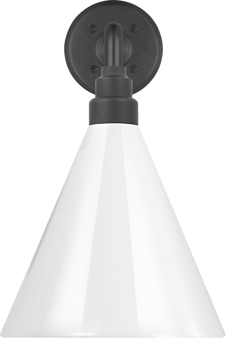 Academy 17.5" Mack Barn Light | Matte Black | 9 | 9" White Conical Savannah Shade