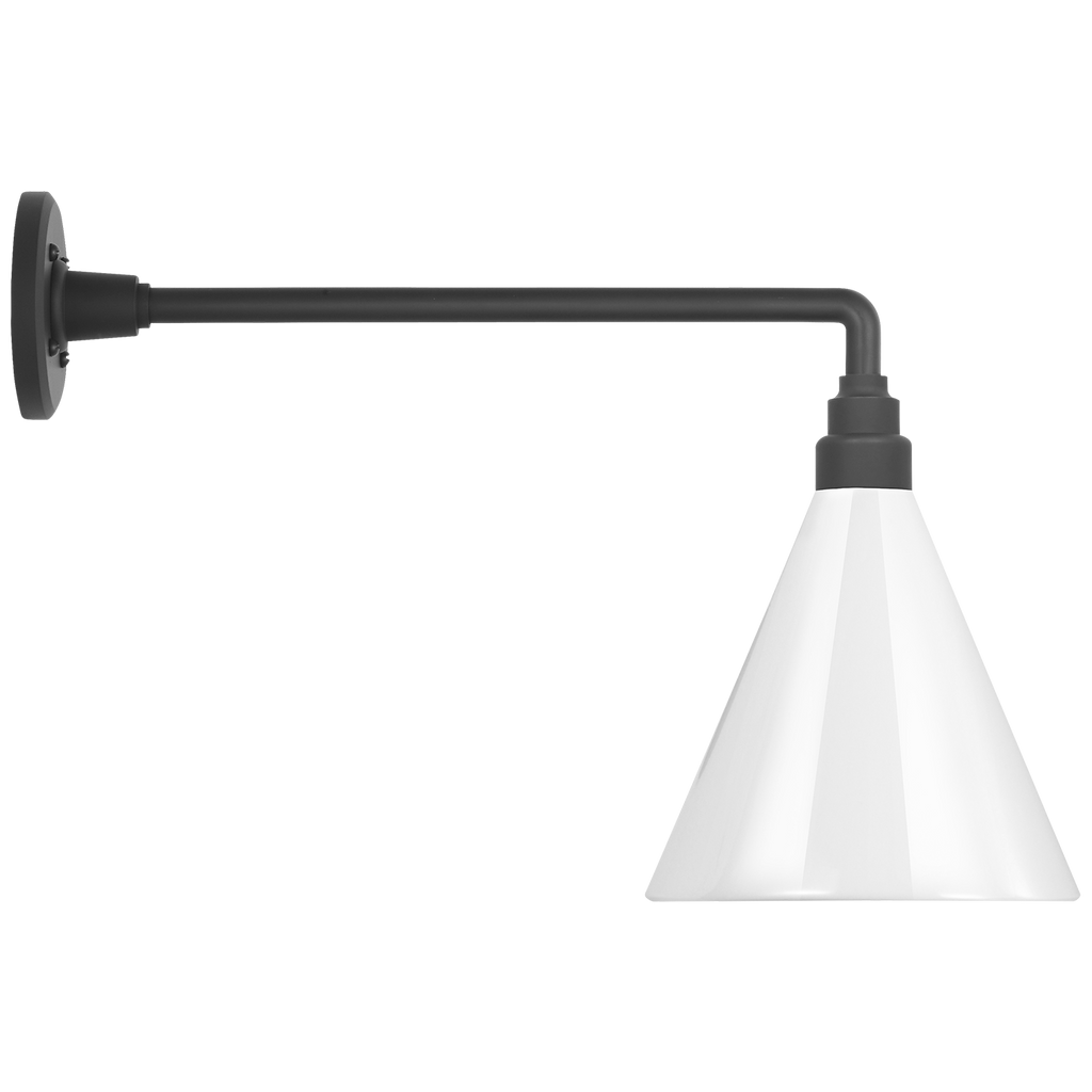 Academy 17.5" Mack Barn Light | Matte Black | 9 | 9" White Conical Savannah Shade