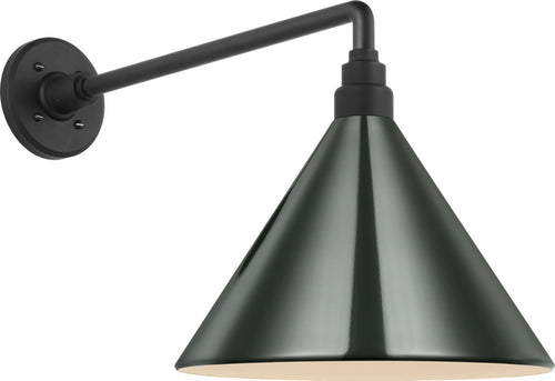Academy 17.5" Mack Barn Light | Matte Black | 12.5 | 12.5" Green Conical Savannah Shade