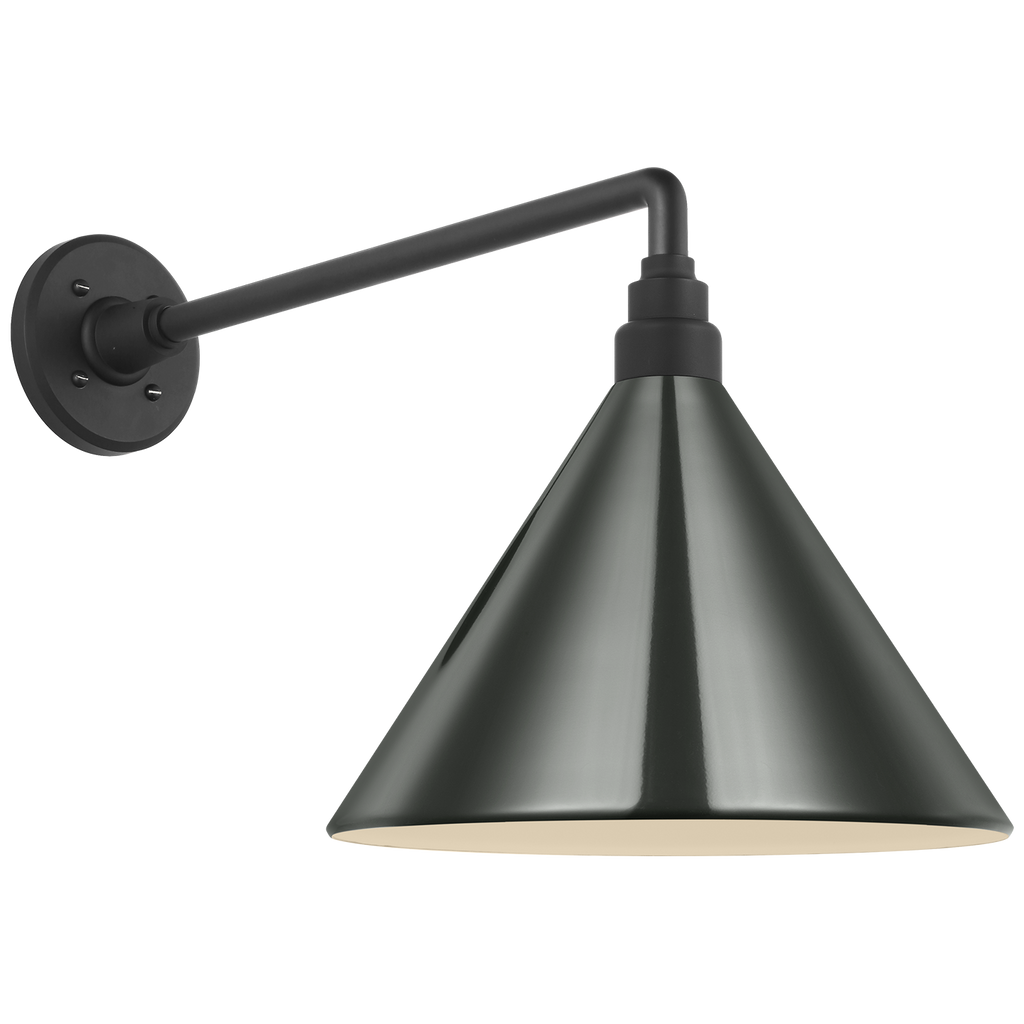 Academy 17.5" Mack Barn Light | Matte Black | 12.5 | 12.5" Green Conical Savannah Shade