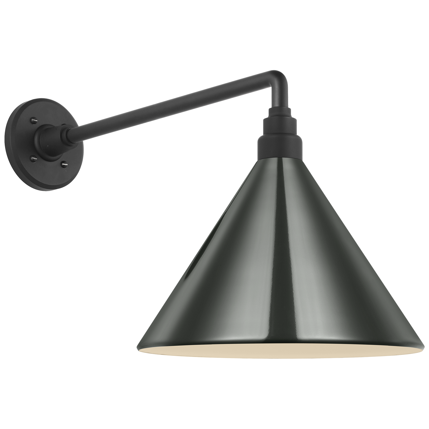 Academy 17.5" Mack Barn Light | Matte Black | 12.5 | 12.5" Green Conical Savannah Shade