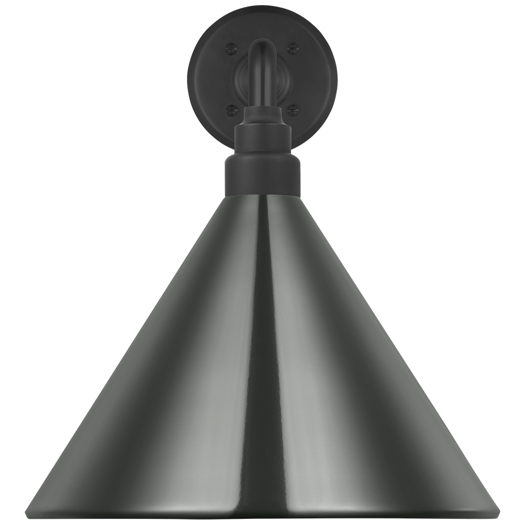 Academy 17.5" Mack Barn Light | Matte Black | 12.5 | 12.5" Green Conical Savannah Shade