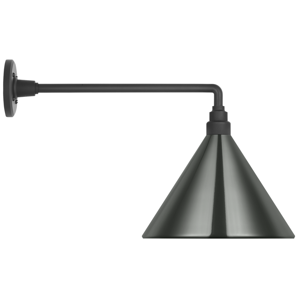Academy 17.5" Mack Barn Light | Matte Black | 12.5 | 12.5" Green Conical Savannah Shade