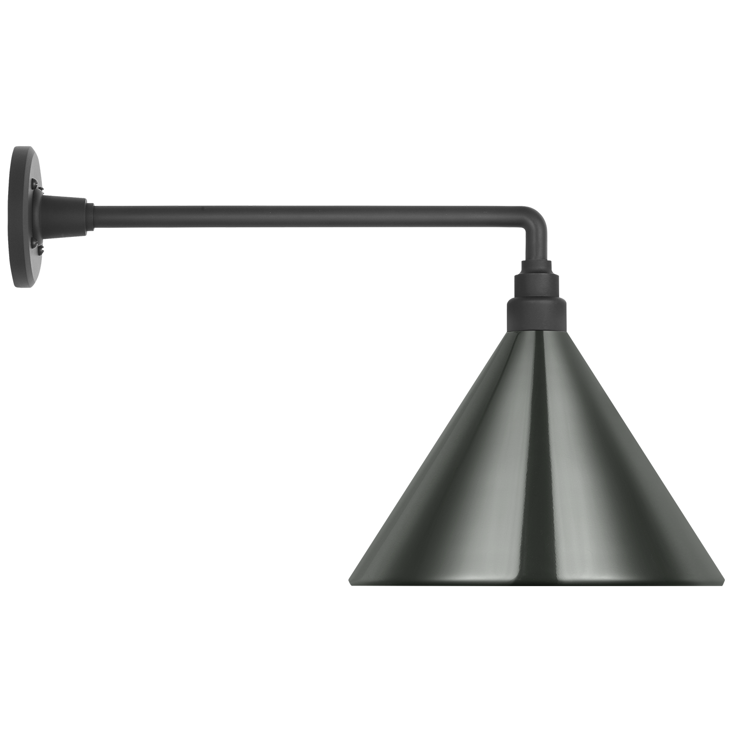 Academy 17.5" Mack Barn Light | Matte Black | 12.5 | 12.5" Green Conical Savannah Shade
