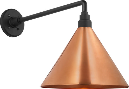 Academy 17.5" Mack Barn Light | Matte Black | 12.5 | 12.5" Soft Copper Conical Savannah Shade