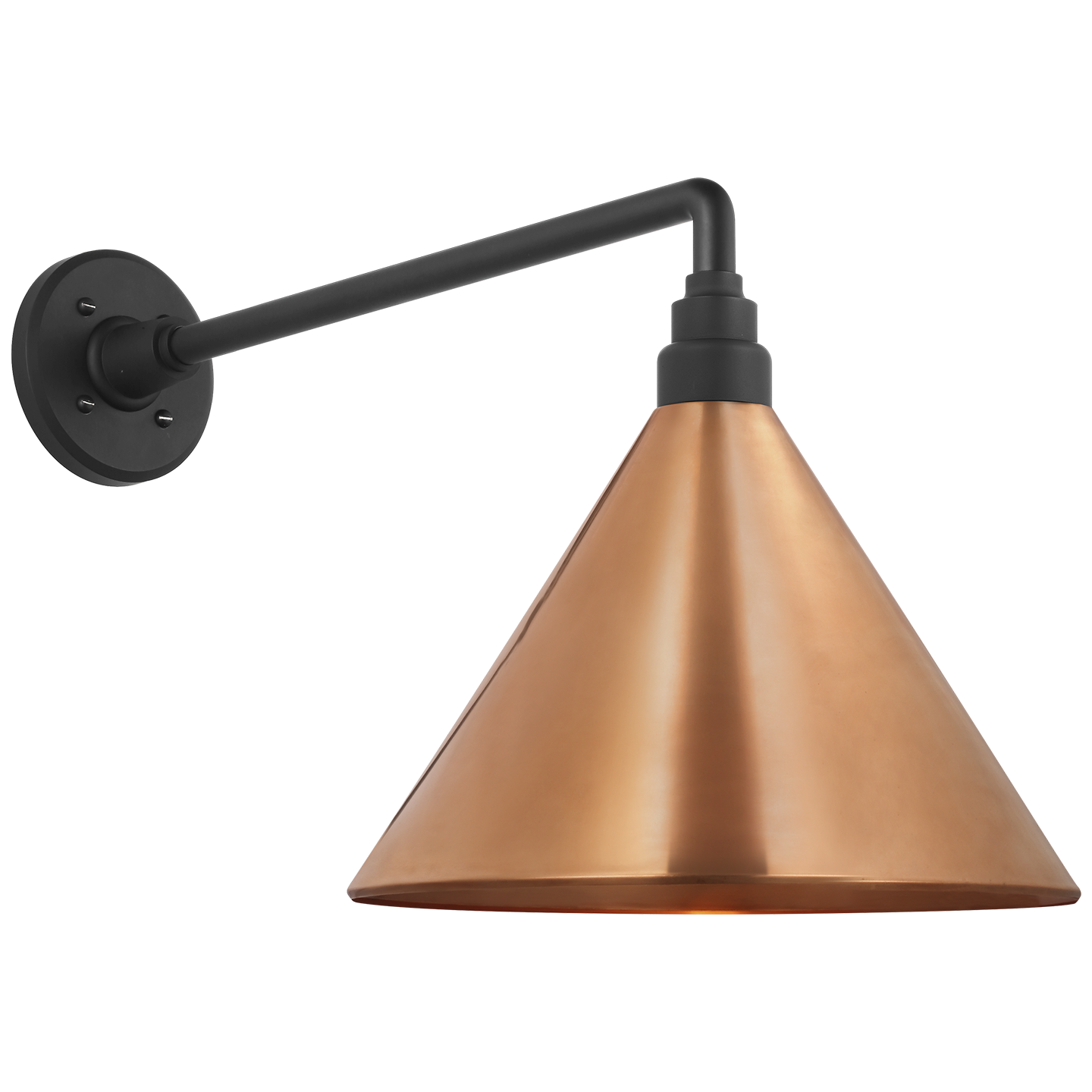 Academy 17.5" Mack Barn Light | Matte Black | 12.5 | 12.5" Soft Copper Conical Savannah Shade