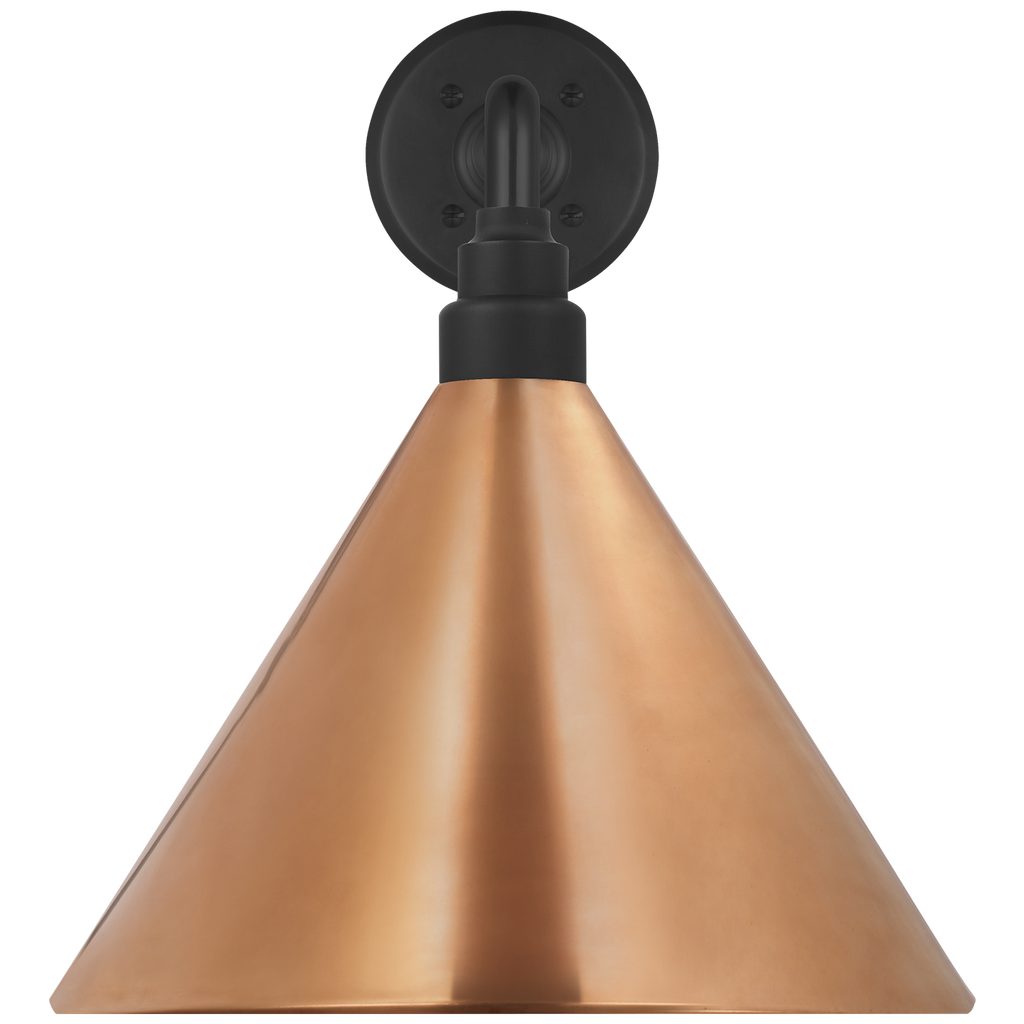 Academy 17.5" Mack Barn Light | Matte Black | 12.5 | 12.5" Soft Copper Conical Savannah Shade