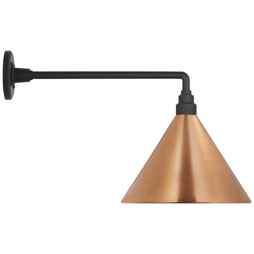 Academy 17.5" Mack Barn Light | Matte Black | 12.5 | 12.5" Soft Copper Conical Savannah Shade
