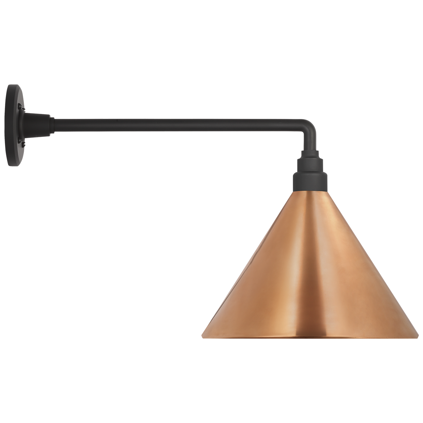 Academy 17.5" Mack Barn Light | Matte Black | 12.5 | 12.5" Soft Copper Conical Savannah Shade