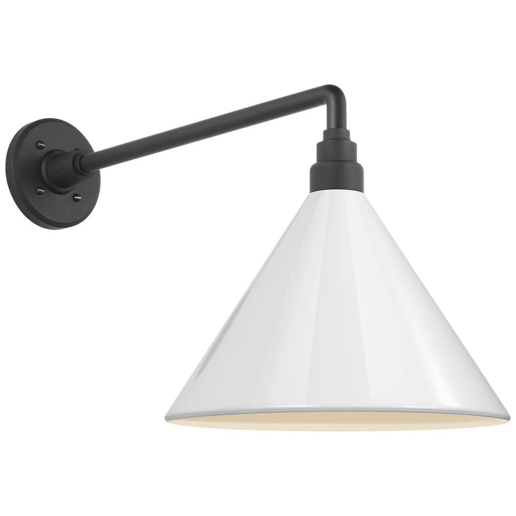 Academy 17.5" Mack Barn Light | Matte Black | 12.5 | 12.5" White Conical Savannah Shade