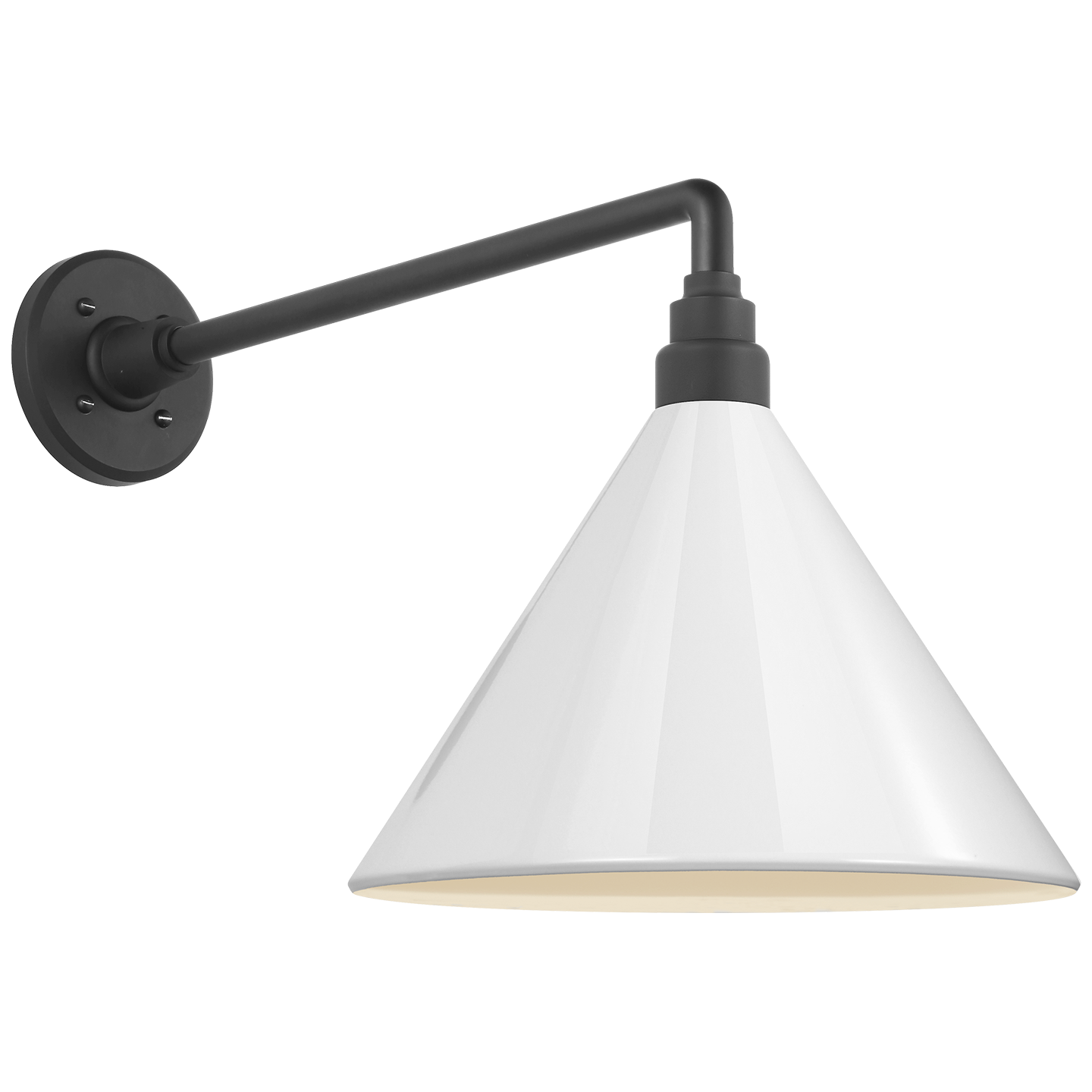 Academy 17.5" Mack Barn Light | Matte Black | 12.5 | 12.5" White Conical Savannah Shade