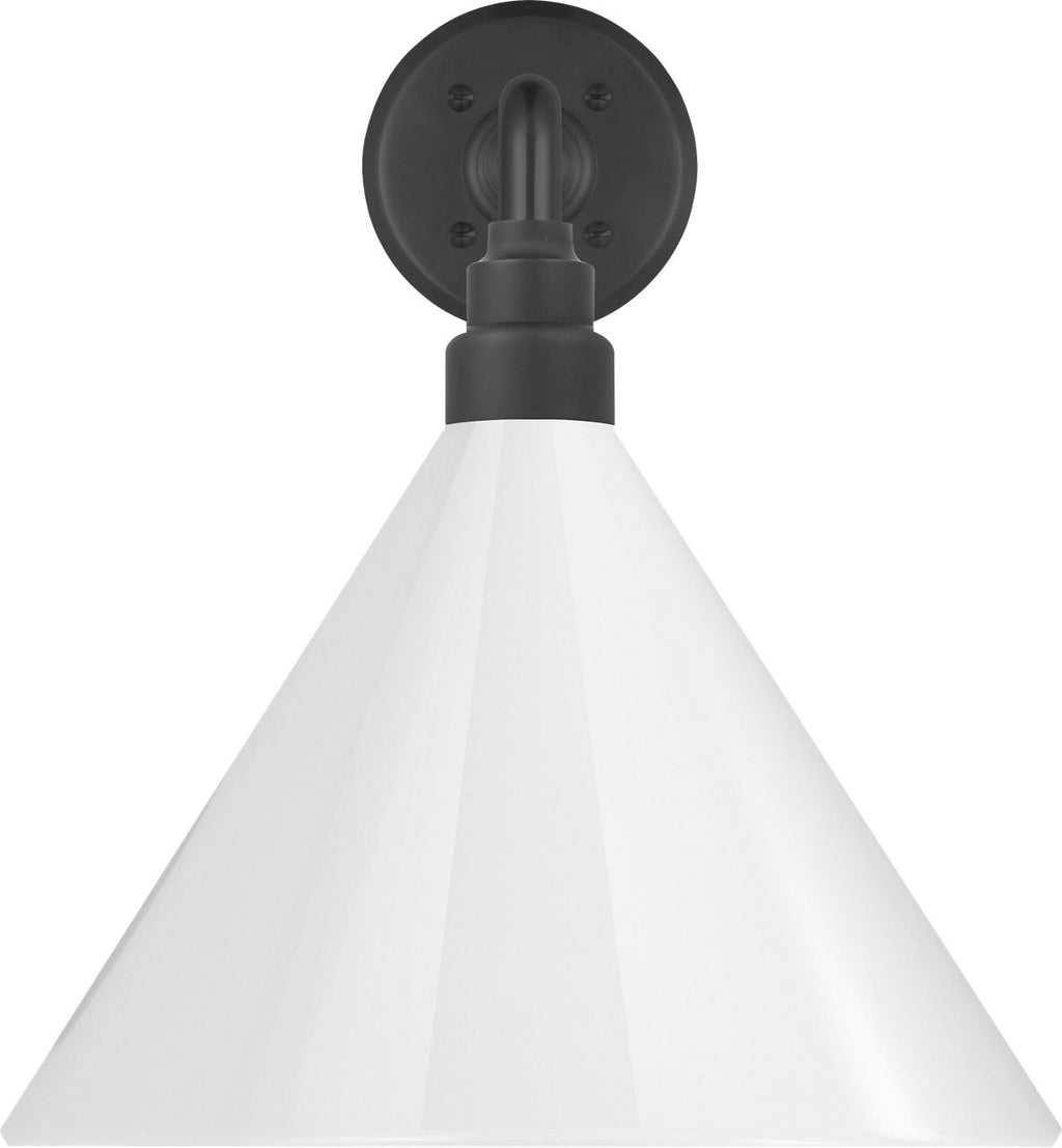 Academy 17.5" Mack Barn Light | Matte Black | 12.5 | 12.5" White Conical Savannah Shade