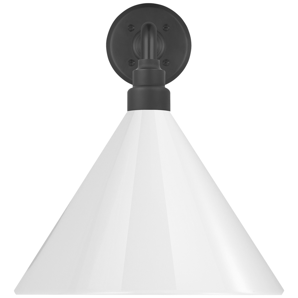 Academy 17.5" Mack Barn Light | Matte Black | 12.5 | 12.5" White Conical Savannah Shade