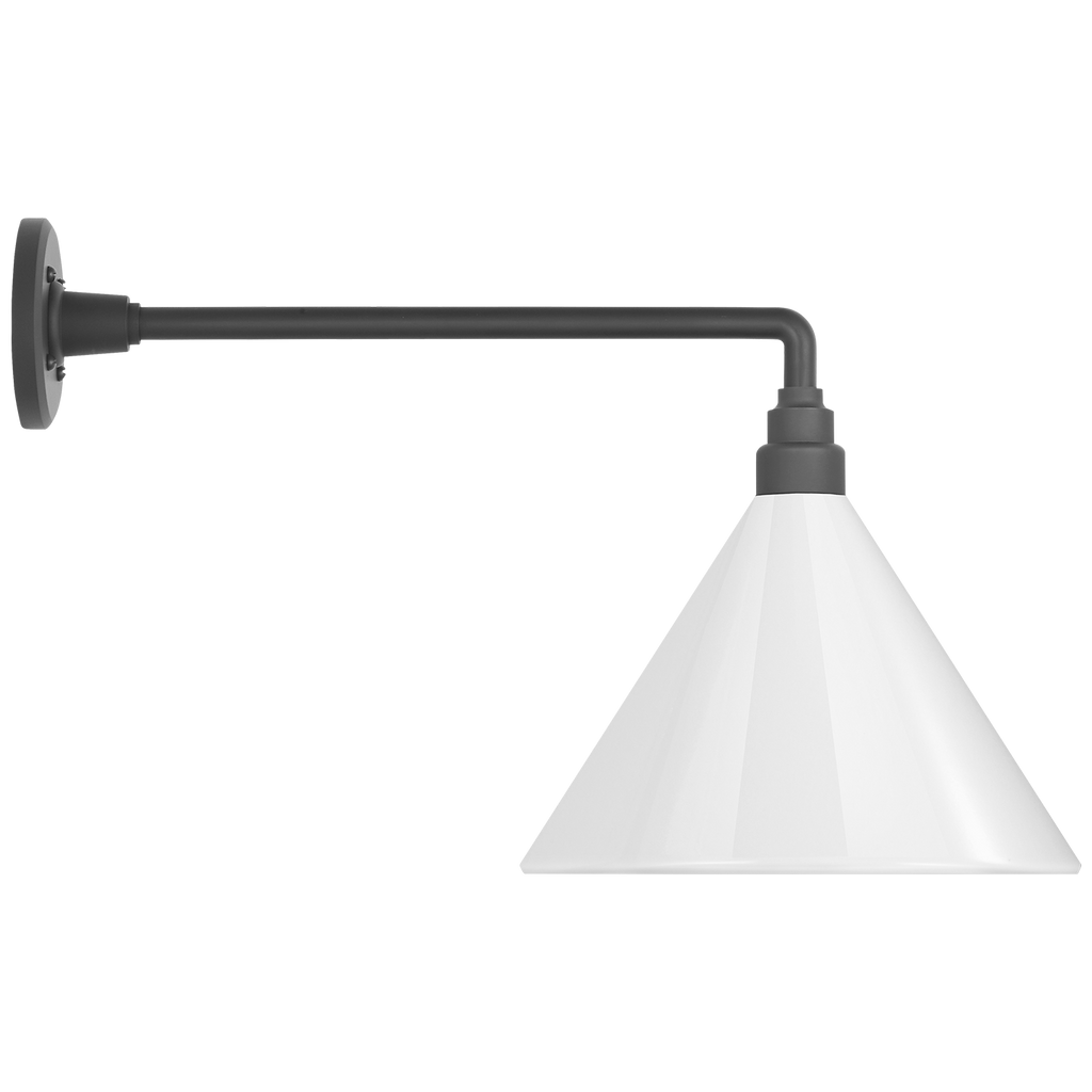 Academy 17.5" Mack Barn Light | Matte Black | 12.5 | 12.5" White Conical Savannah Shade