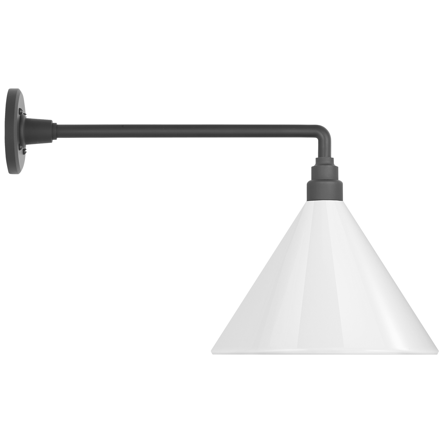 Academy 17.5" Mack Barn Light | Matte Black | 12.5 | 12.5" White Conical Savannah Shade