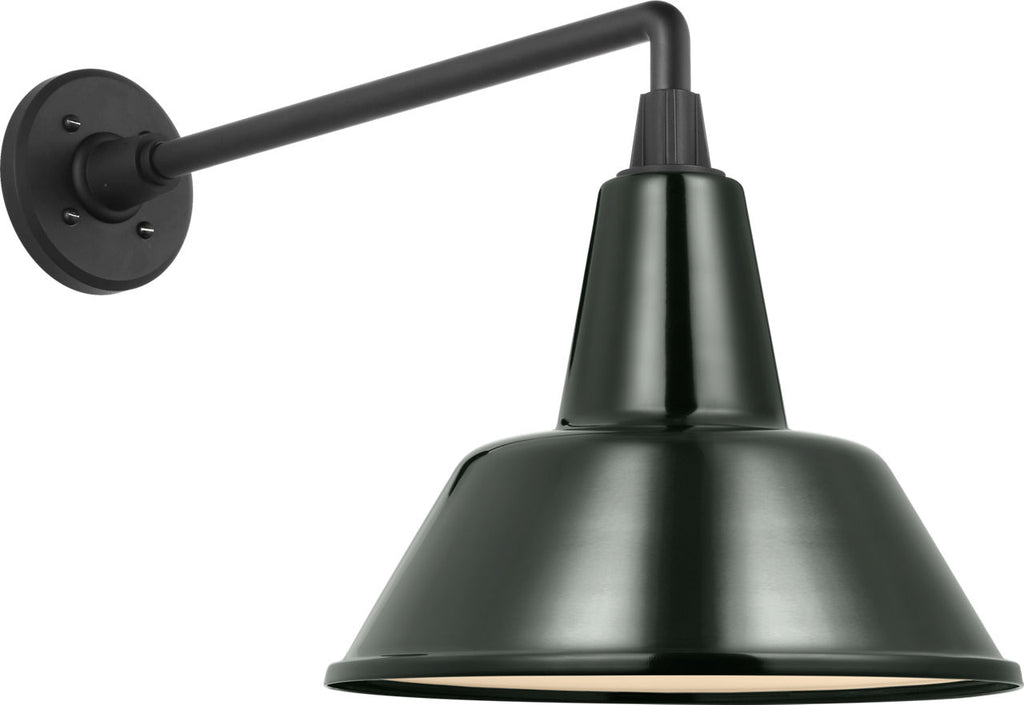 Academy 17.5" Mack Barn Light | Matte Black | 12.5 | 12.5" Green Bowers Shade