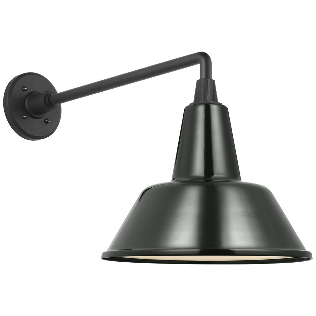 Academy 17.5" Mack Barn Light | Matte Black | 12.5 | 12.5" Green Bowers Shade