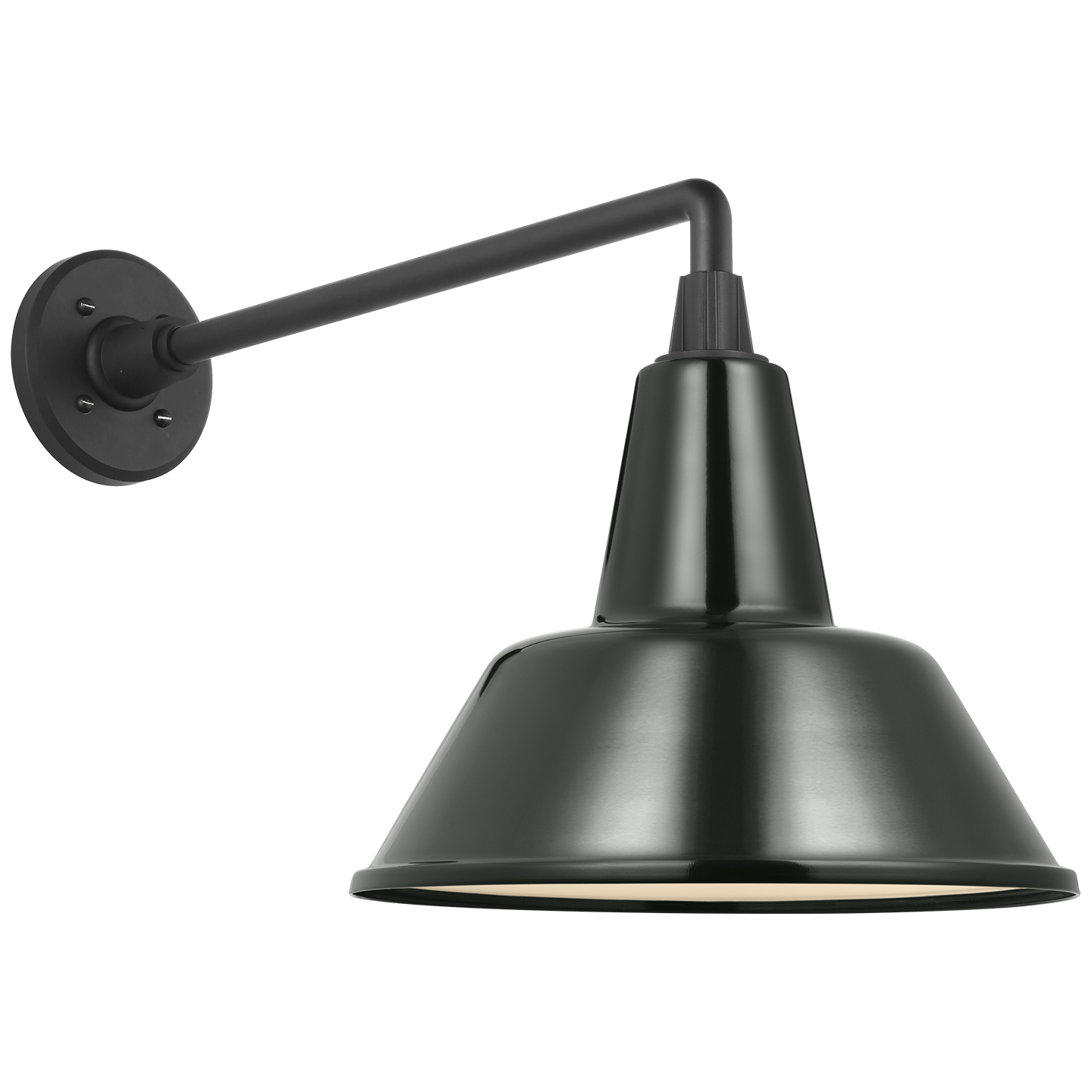 Academy 17.5" Mack Barn Light | Matte Black | 12.5 | 12.5" Green Bowers Shade