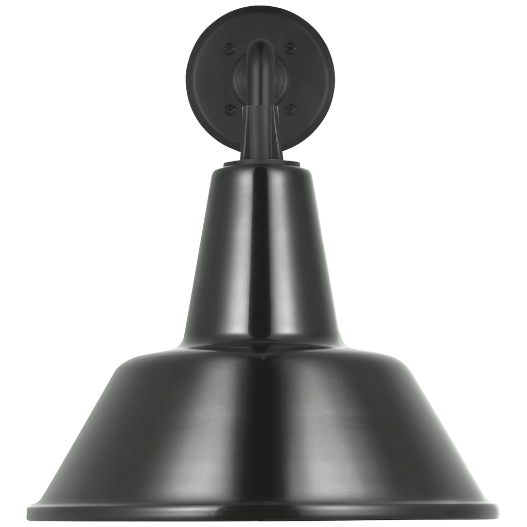Academy 17.5" Mack Barn Light | Matte Black | 12.5 | 12.5" Green Bowers Shade
