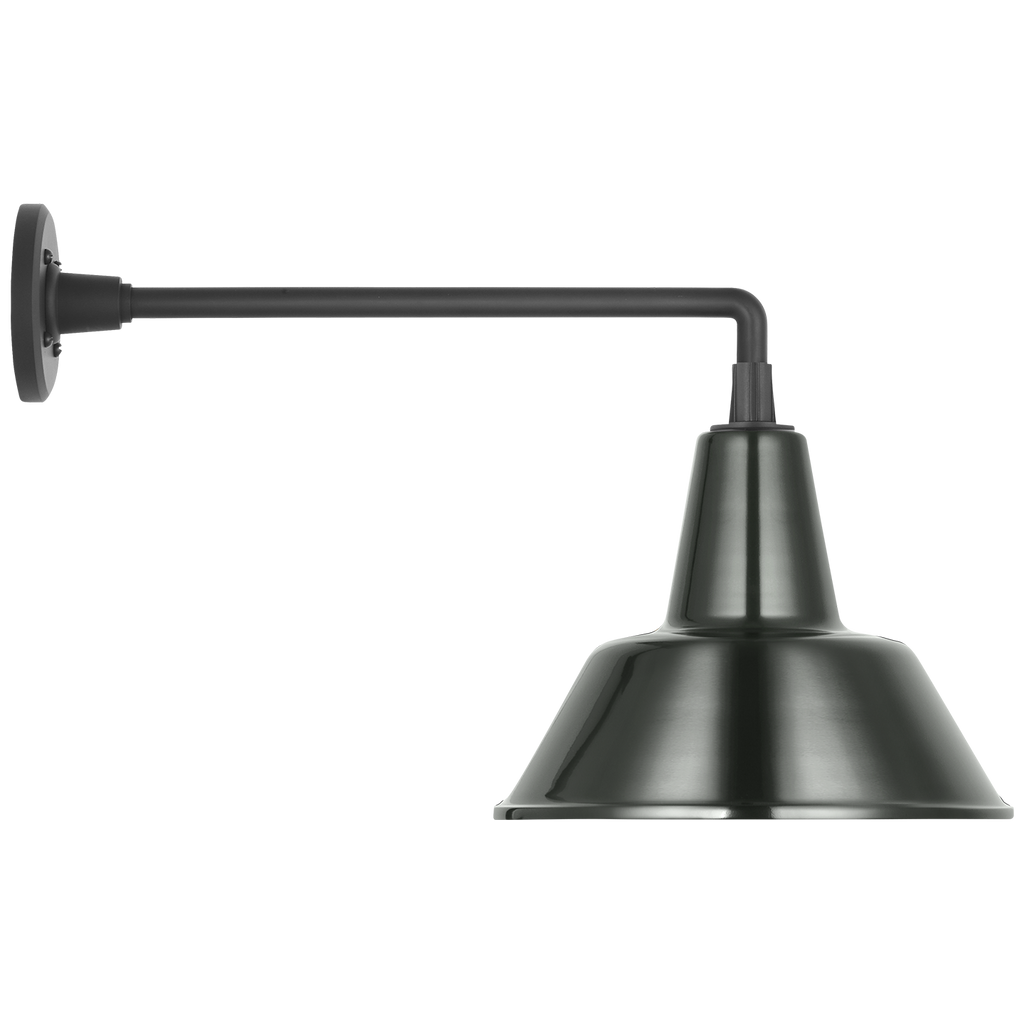 Academy 17.5" Mack Barn Light | Matte Black | 12.5 | 12.5" Green Bowers Shade