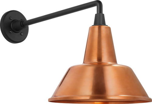 Academy 17.5" Mack Barn Light | Matte Black | 12.5 | 12.5" Soft Copper Bowers Shade