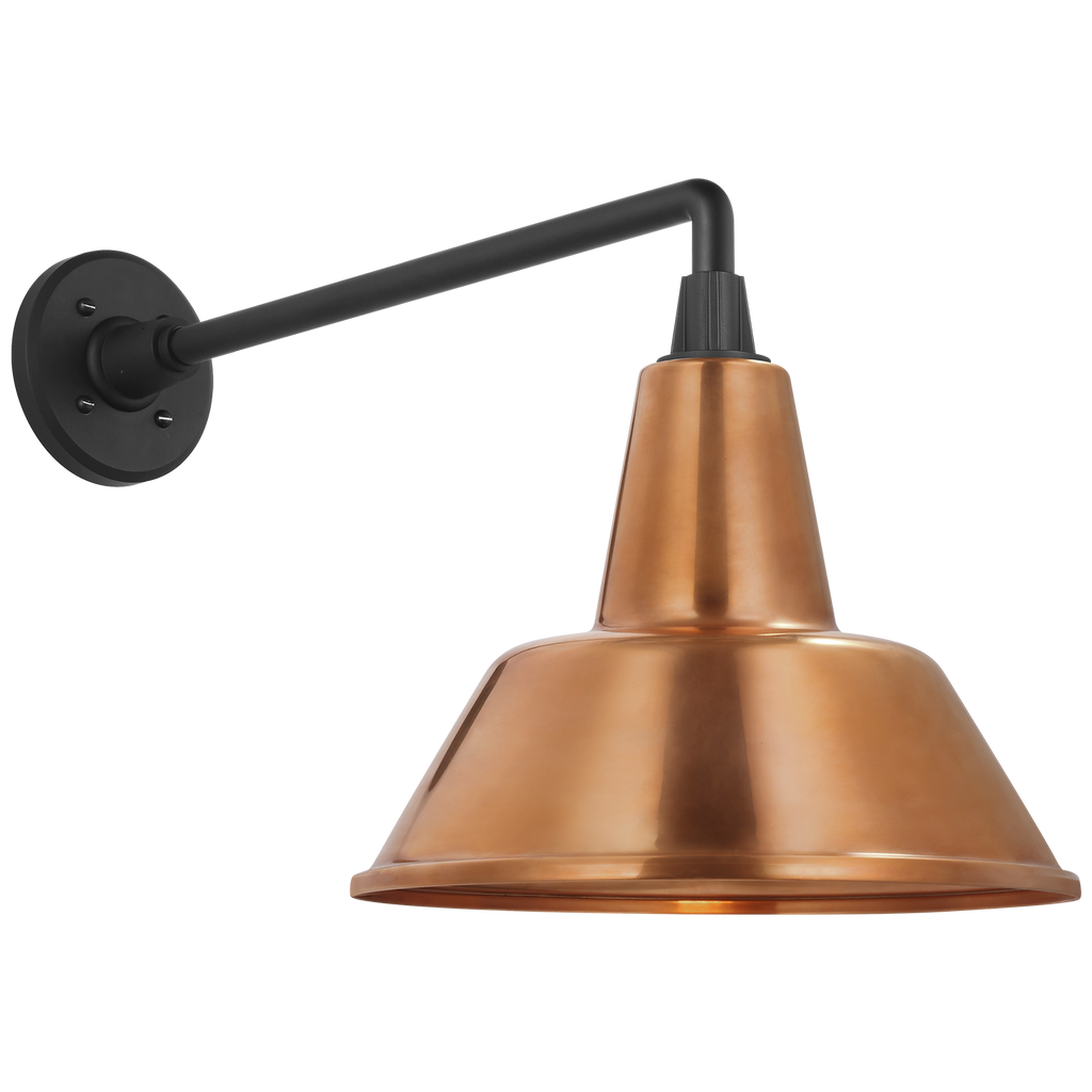 Academy 17.5" Mack Barn Light | Matte Black | 12.5 | 12.5" Soft Copper Bowers Shade