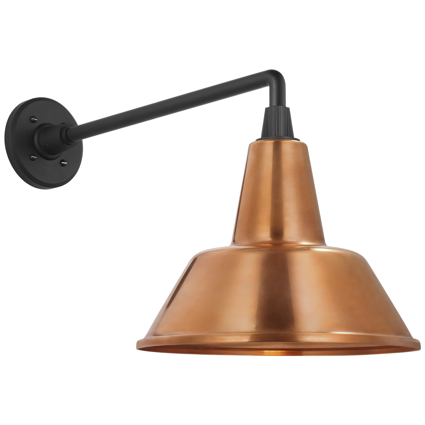 Academy 17.5" Mack Barn Light | Matte Black | 12.5 | 12.5" Soft Copper Bowers Shade