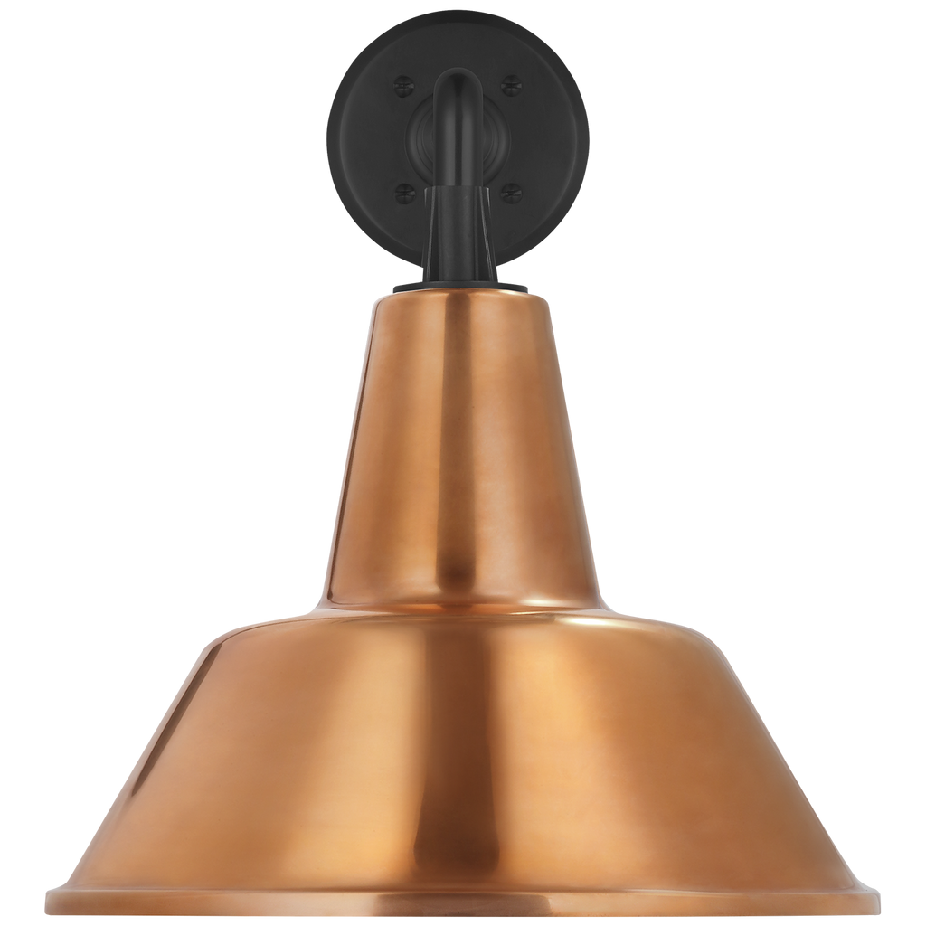 Academy 17.5" Mack Barn Light | Matte Black | 12.5 | 12.5" Soft Copper Bowers Shade