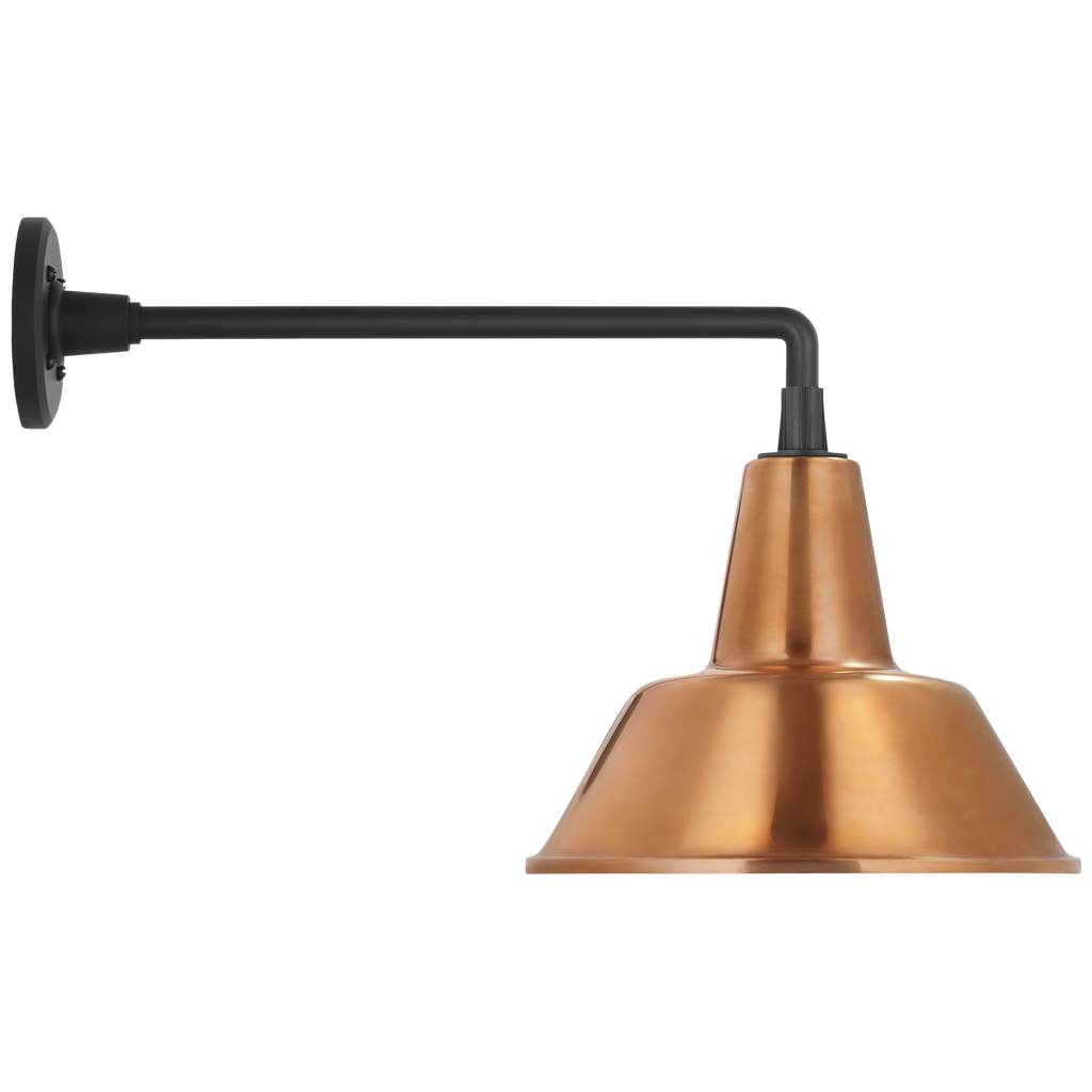 Academy 17.5" Mack Barn Light | Matte Black | 12.5 | 12.5" Soft Copper Bowers Shade