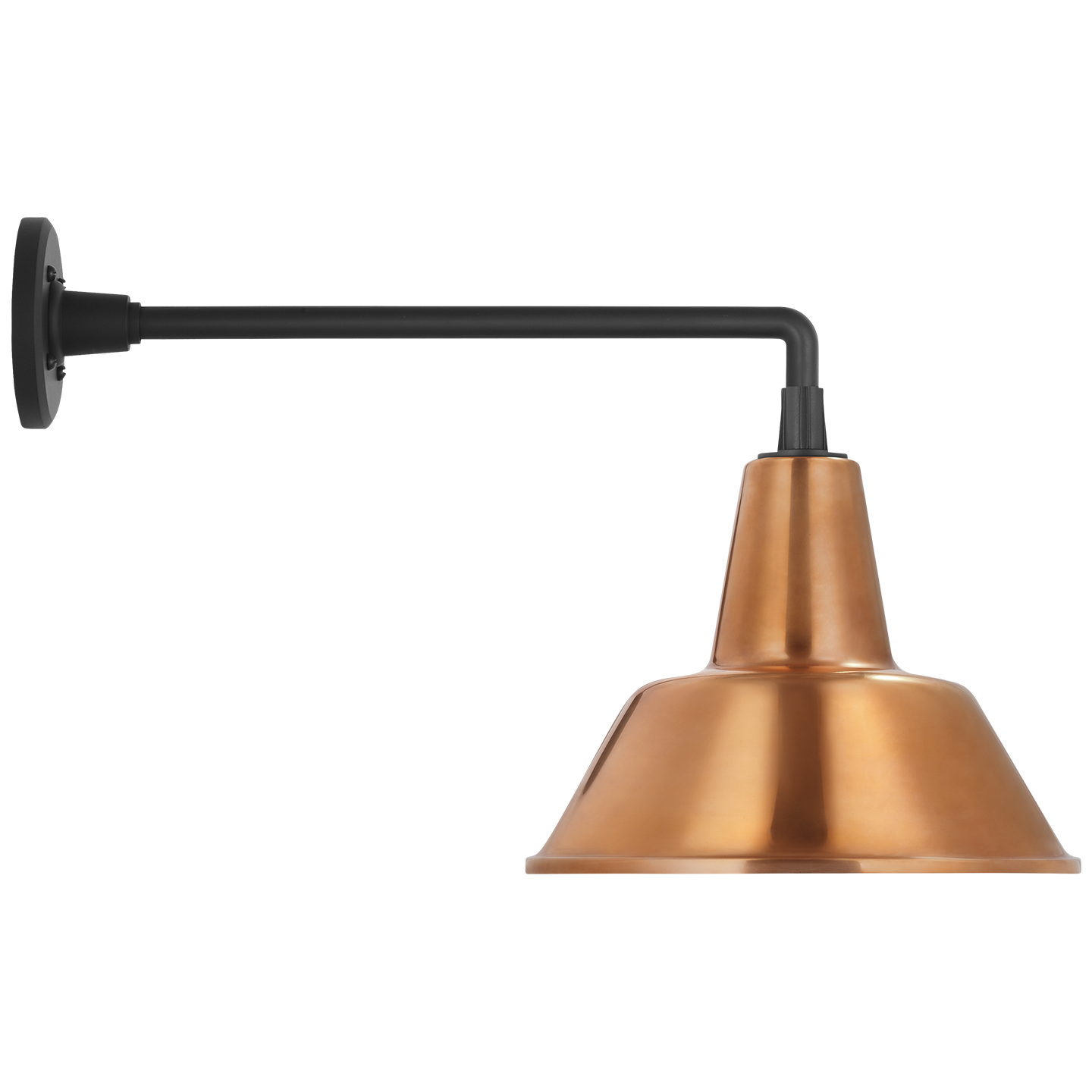 Academy 17.5" Mack Barn Light | Matte Black | 12.5 | 12.5" Soft Copper Bowers Shade