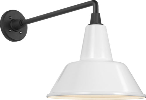 Academy 17.5" Mack Barn Light | Matte Black | 12.5 | 12.5" White Bowers Shade