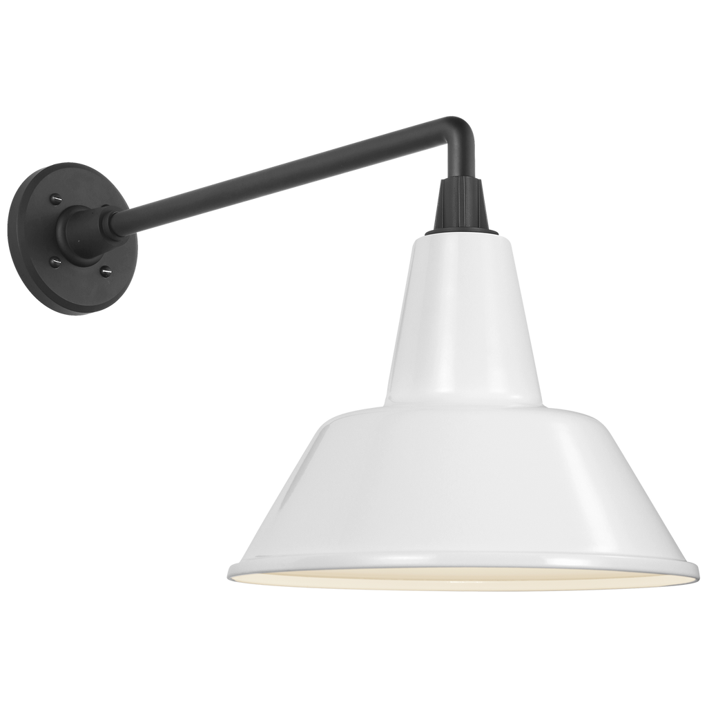 Academy 17.5" Mack Barn Light | Matte Black | 12.5 | 12.5" White Bowers Shade