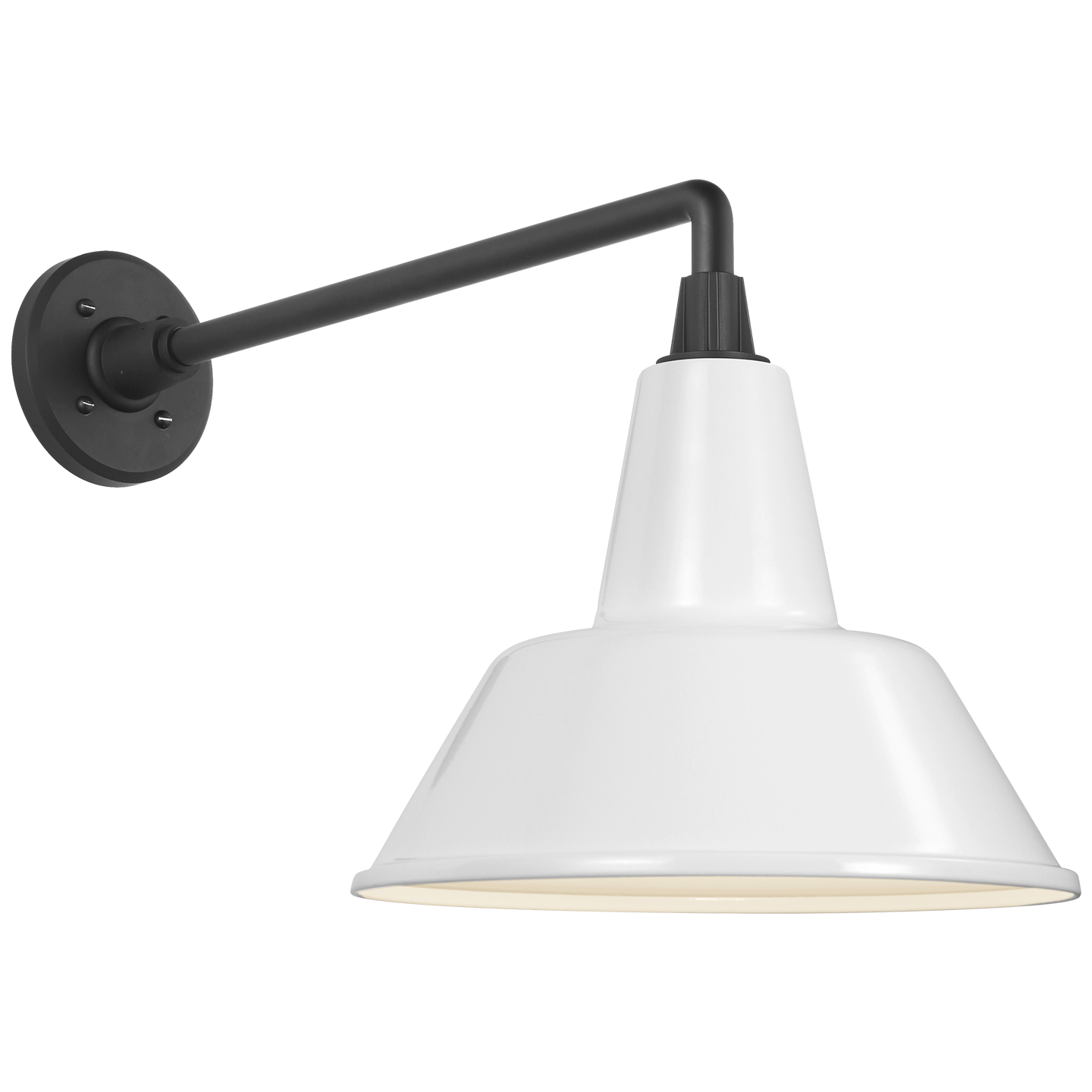 Academy 17.5" Mack Barn Light | Matte Black | 12.5 | 12.5" White Bowers Shade