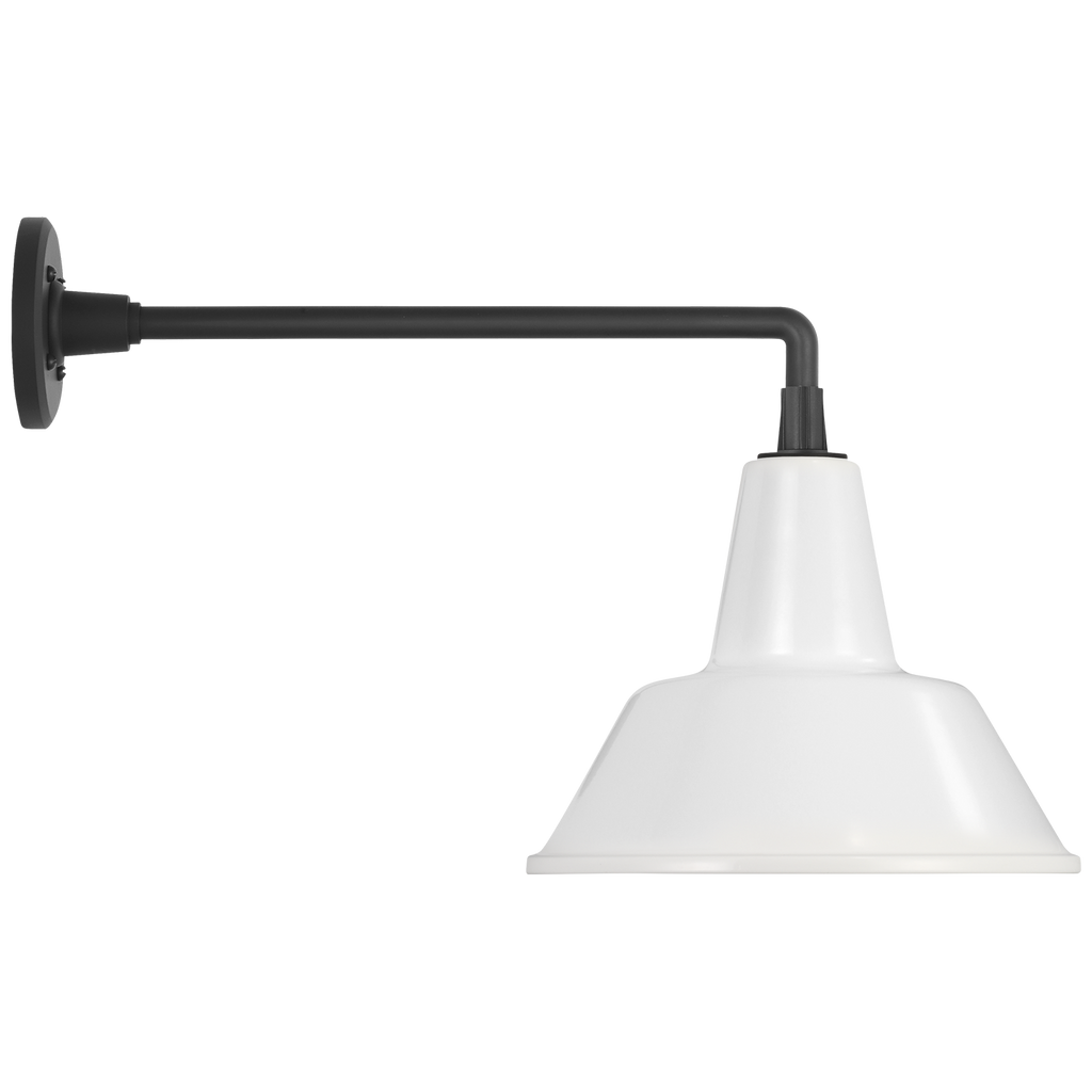 Academy 17.5" Mack Barn Light | Matte Black | 12.5 | 12.5" White Bowers Shade