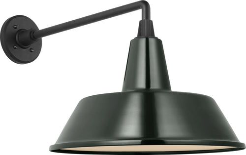 Academy 17.5" Mack Barn Light | Matte Black | 16 | 16" Green Bowers Shade