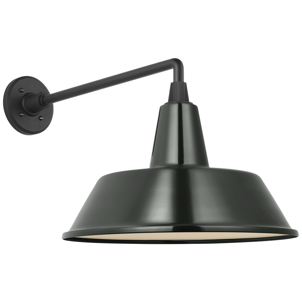 Academy 17.5" Mack Barn Light | Matte Black | 16 | 16" Green Bowers Shade