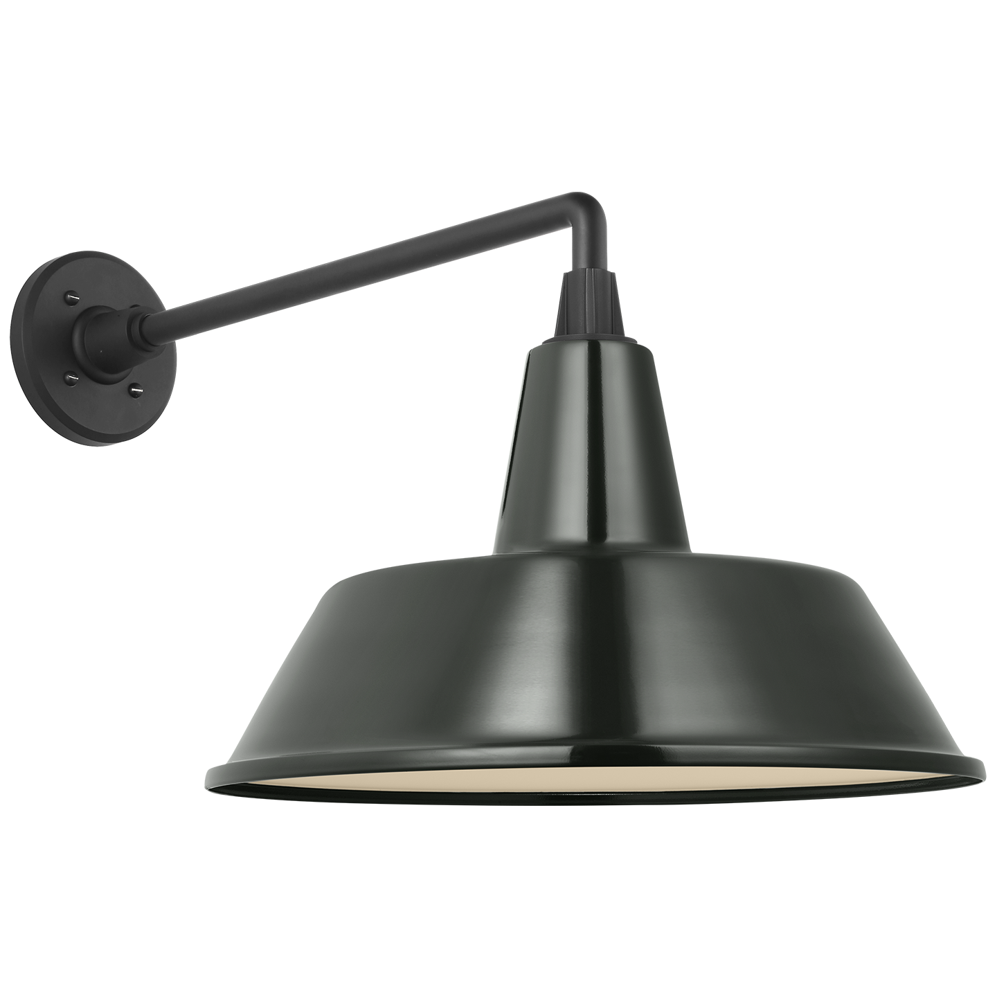 Academy 17.5" Mack Barn Light | Matte Black | 16 | 16" Green Bowers Shade