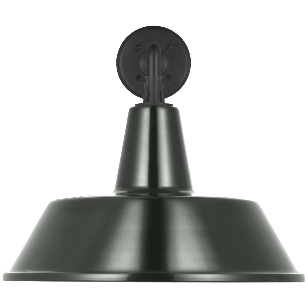 Academy 17.5" Mack Barn Light | Matte Black | 16 | 16" Green Bowers Shade