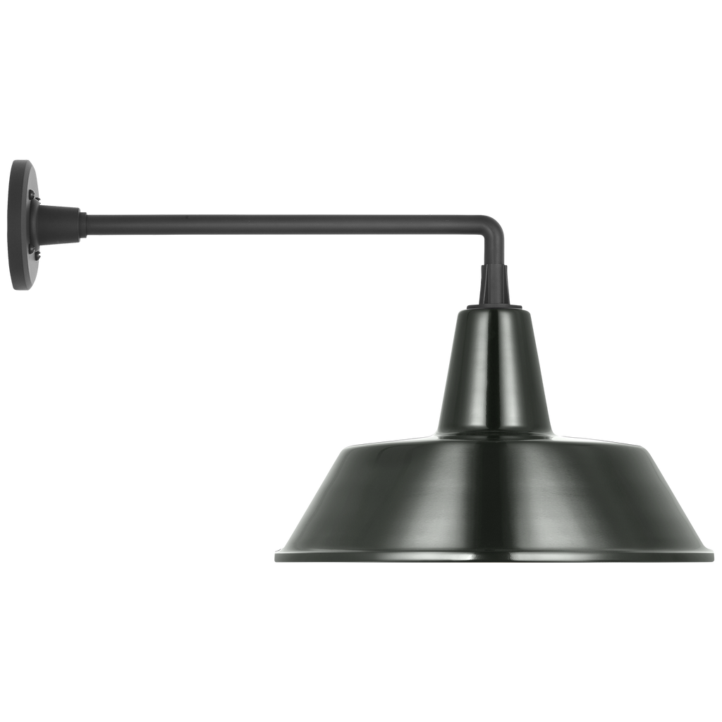 Academy 17.5" Mack Barn Light | Matte Black | 16 | 16" Green Bowers Shade