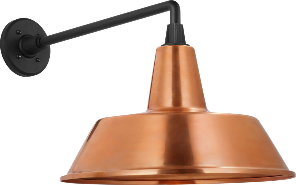 Academy 17.5" Mack Barn Light | Matte Black | 16 | 16" Soft Copper Bowers Shade