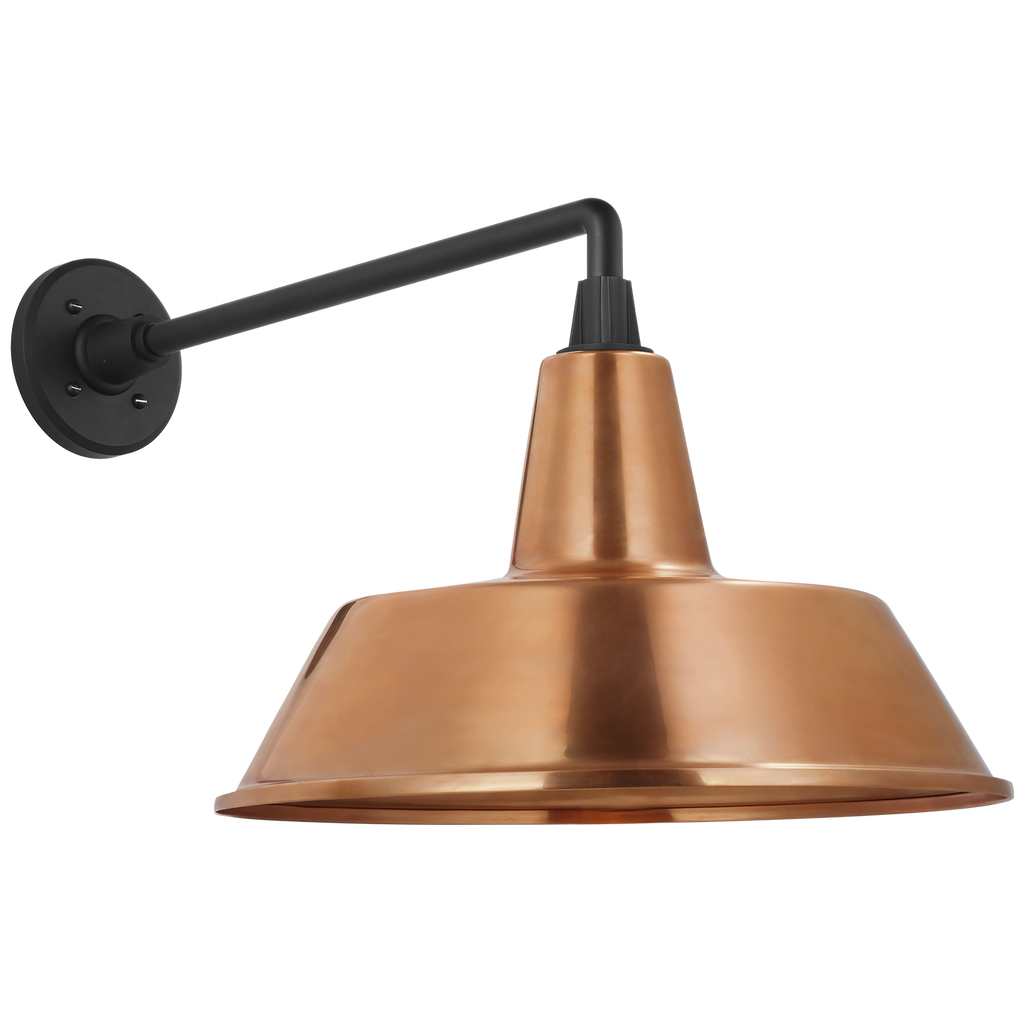 Academy 17.5" Mack Barn Light | Matte Black | 16 | 16" Soft Copper Bowers Shade