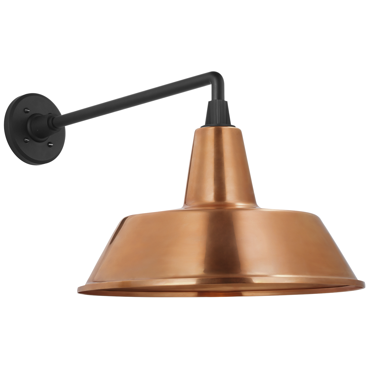 Academy 17.5" Mack Barn Light | Matte Black | 16 | 16" Soft Copper Bowers Shade